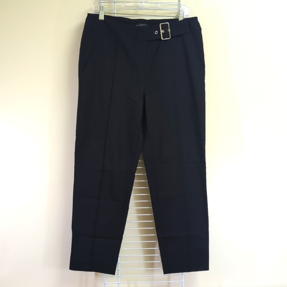 Zac & Rachel Size 12 Black Stretch Tapered Leg Belt Accent Pockets Pull On Pants